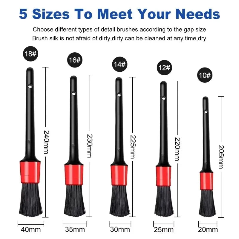 Car Cleaning Brush Set, Louver Air Vent Gap Detailing Brush Interior round Head Paint Cleaning Brush Kit
