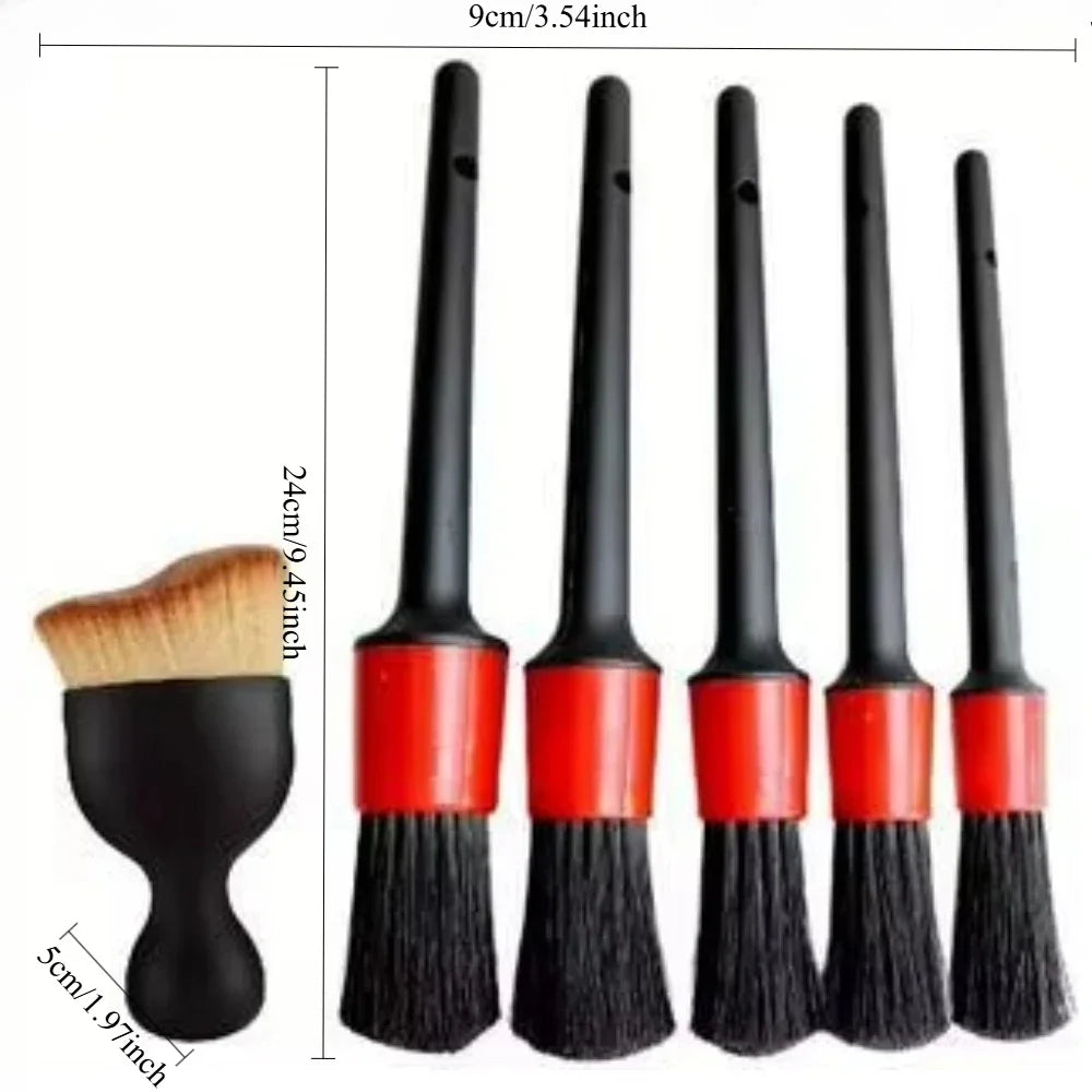 Car Cleaning Brush Set, Louver Air Vent Gap Detailing Brush Interior round Head Paint Cleaning Brush Kit