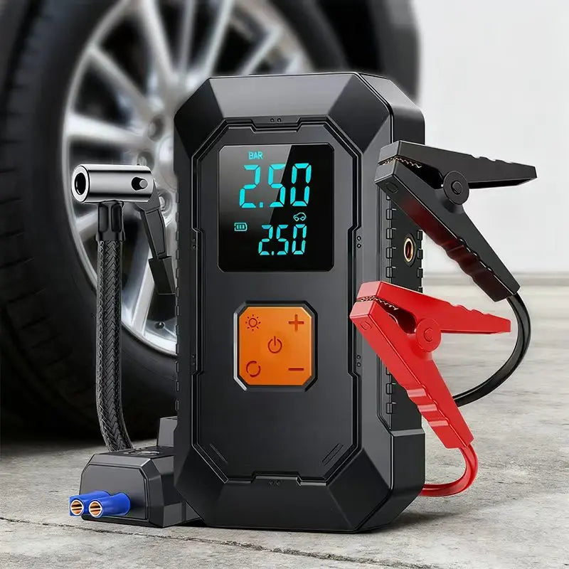 Car Jump Starter Air Pump Power Bank Lighting Portable Air Compressor 4 in 1 Cars Battery Starters Auto Tyre Inflator