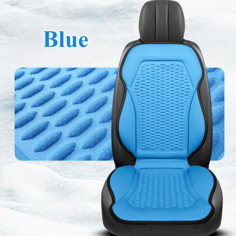 3D Textured Breathable Cooling Summer Car Seat Cushions,Ice Silk Fabric Front Dual-Seat Pads, Easy Installation No Straps Need