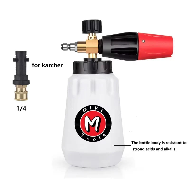 Foam Nozzle Snow Foam Lance Foam Bottle Sprayer Adjustable Angle with 1/4 Quick Connection Three Layers of Foam Mesh Car Wash