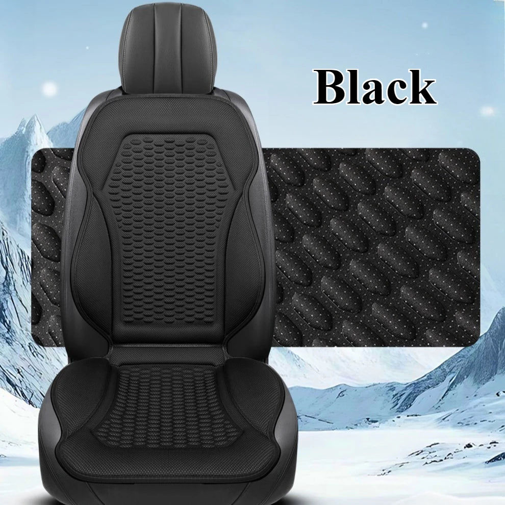3D Textured Breathable Cooling Summer Car Seat Cushions,Ice Silk Fabric Front Dual-Seat Pads, Easy Installation No Straps Need