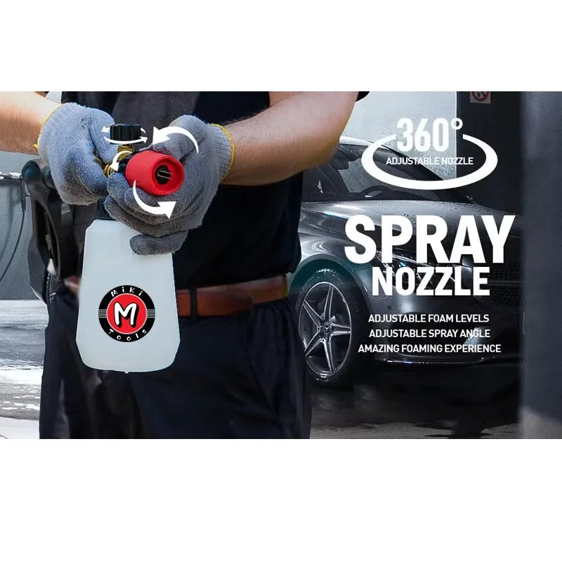 Foam Nozzle Snow Foam Lance Foam Bottle Sprayer Adjustable Angle with 1/4 Quick Connection Three Layers of Foam Mesh Car Wash
