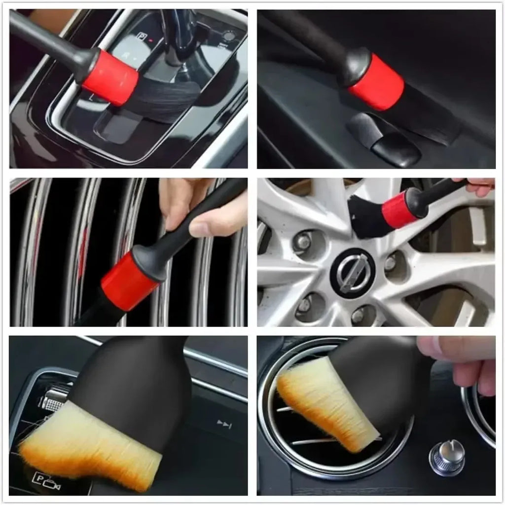 Car Cleaning Brush Set, Louver Air Vent Gap Detailing Brush Interior round Head Paint Cleaning Brush Kit