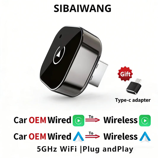 2026 New Wireless Carplay Adapter for Apple Iphone ＆Android Auto 2 in 1, Mini USB Carplay Dongle Wirn with Fast Stable Connectio