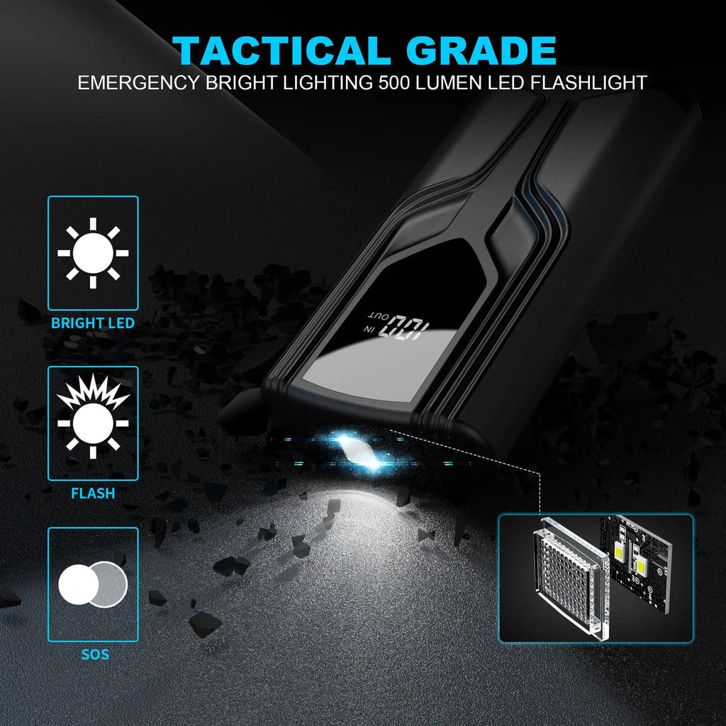 Portable 12V Car Jump Starter Power  Auto Battery Booster Emergency Starting Device Smart Charger for Gas Diesel Cars