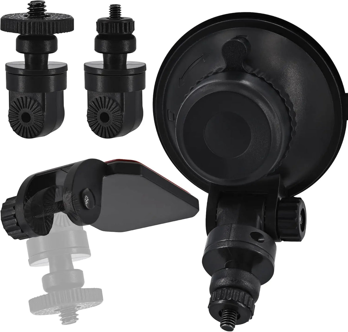 1/4" & M4 Thread Camera Windshield Suction Cup Mount Holder & Dashboard Tripod Adhesive Mount for Screw Dash Cam Sport Camera