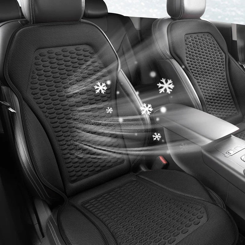 3D Textured Breathable Cooling Summer Car Seat Cushions,Ice Silk Fabric Front Dual-Seat Pads, Easy Installation No Straps Need