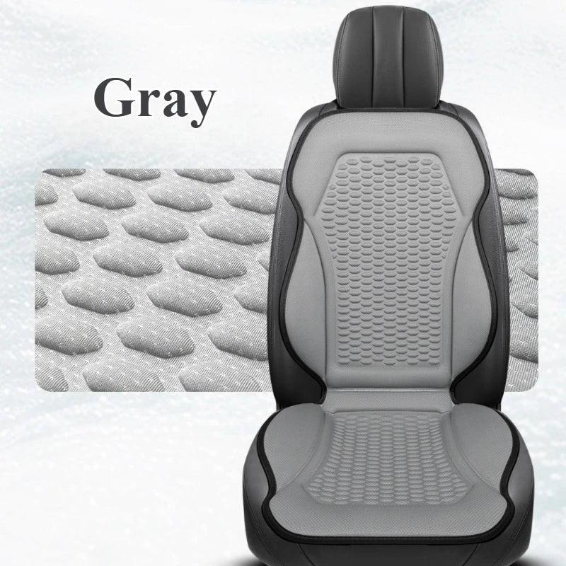 3D Textured Breathable Cooling Summer Car Seat Cushions,Ice Silk Fabric Front Dual-Seat Pads, Easy Installation No Straps Need