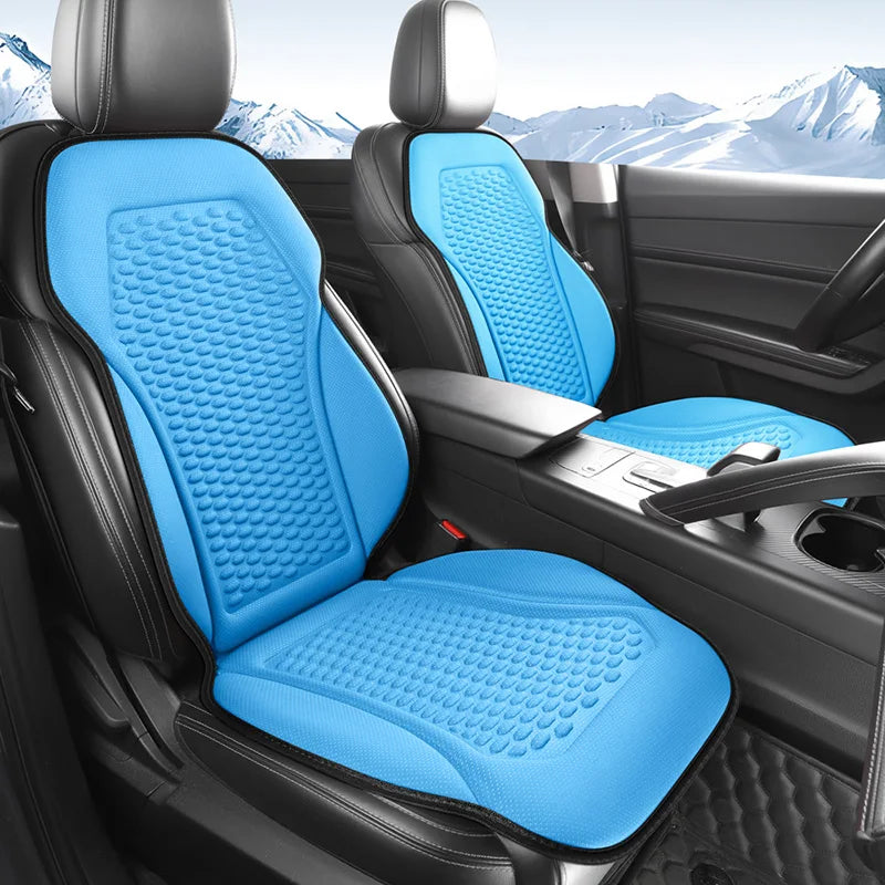 3D Textured Breathable Cooling Summer Car Seat Cushions,Ice Silk Fabric Front Dual-Seat Pads, Easy Installation No Straps Need