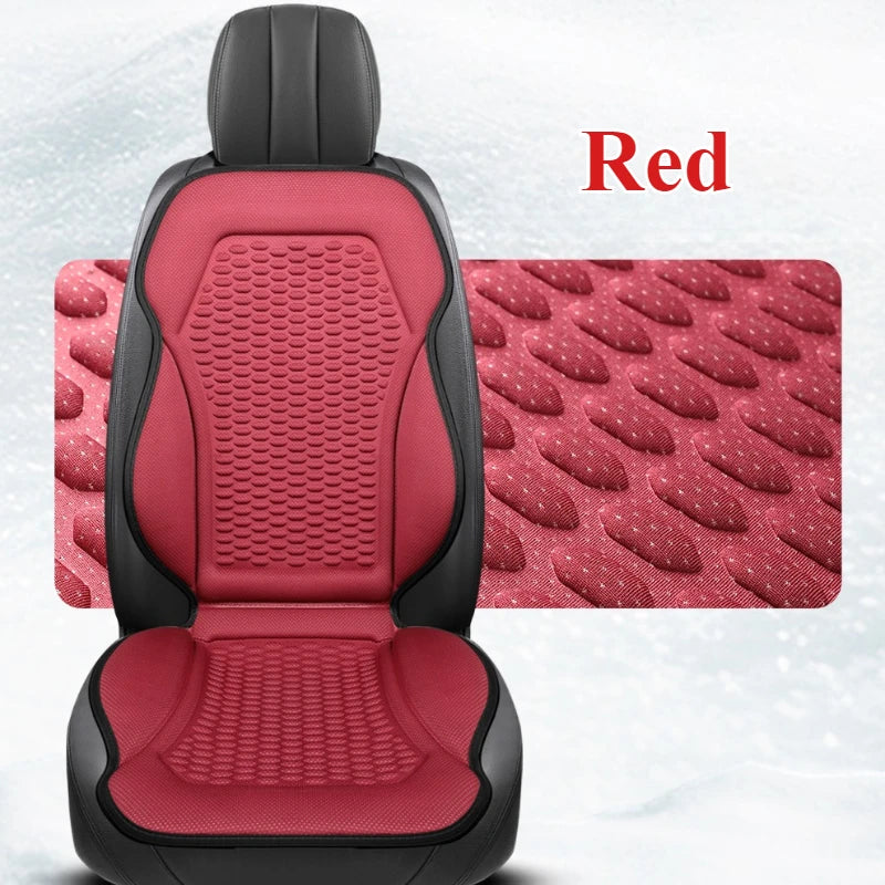 3D Textured Breathable Cooling Summer Car Seat Cushions,Ice Silk Fabric Front Dual-Seat Pads, Easy Installation No Straps Need