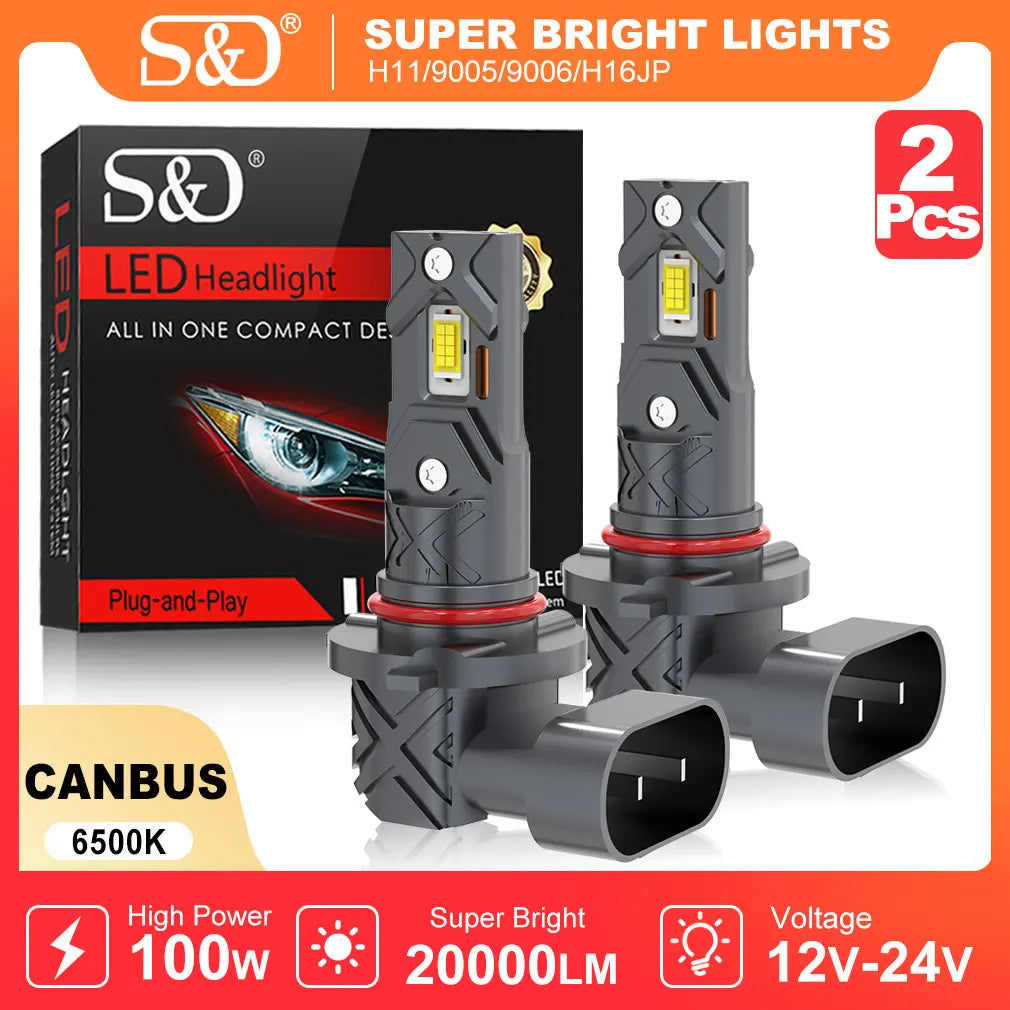 20000LM H11 LED Canbus H8 H9 H16JP 9005 HB3 9006 HB4 LED Car Headlight Bulb Canbus Super Bright 6000K 12V 24V Fog Lamps