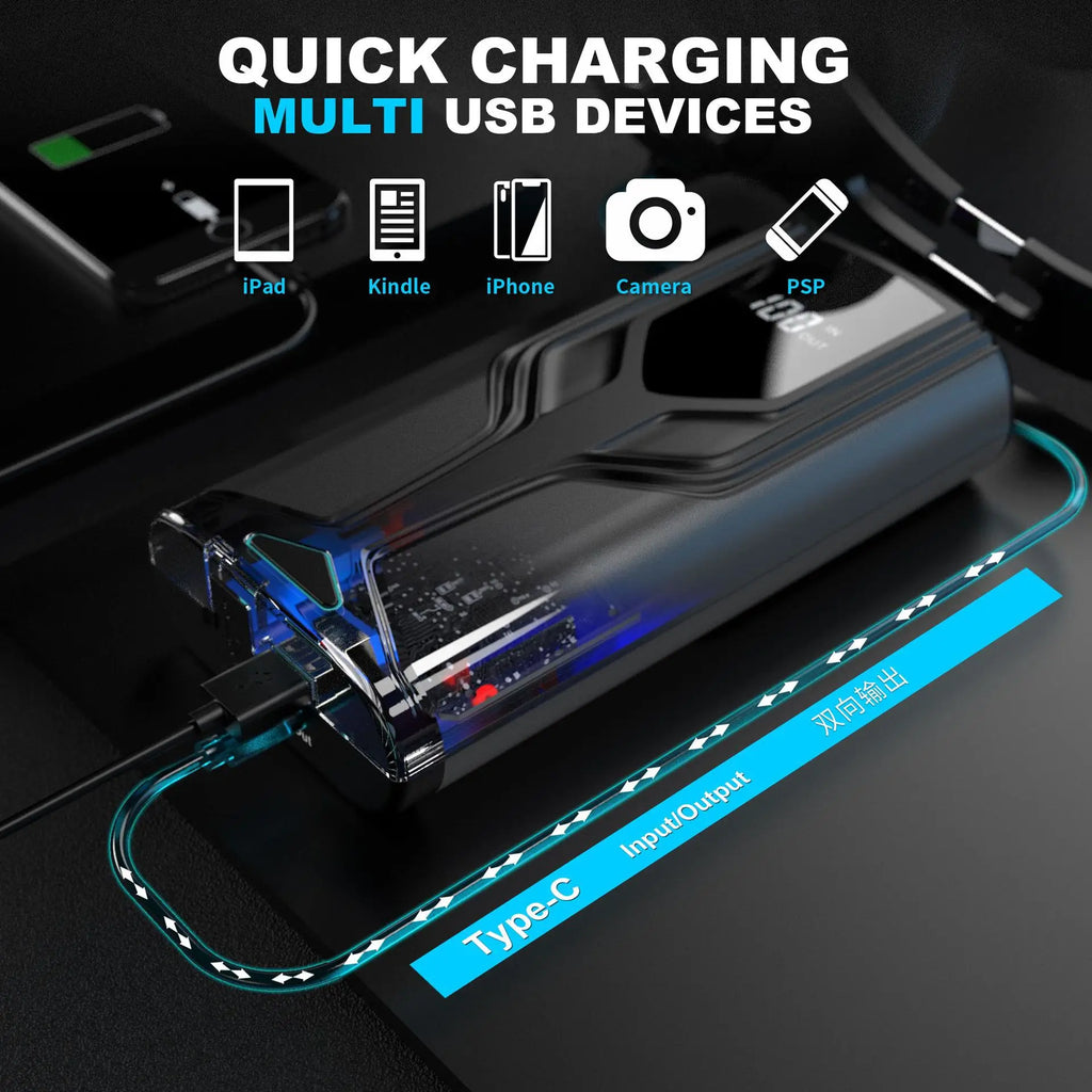 Portable 12V Car Jump Starter Power  Auto Battery Booster Emergency Starting Device Smart Charger for Gas Diesel Cars