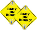 2PCS Baby on Board Signs with Suction Cups, 5"X5" Reusable Baby Safety Warning Decal for Car Windows