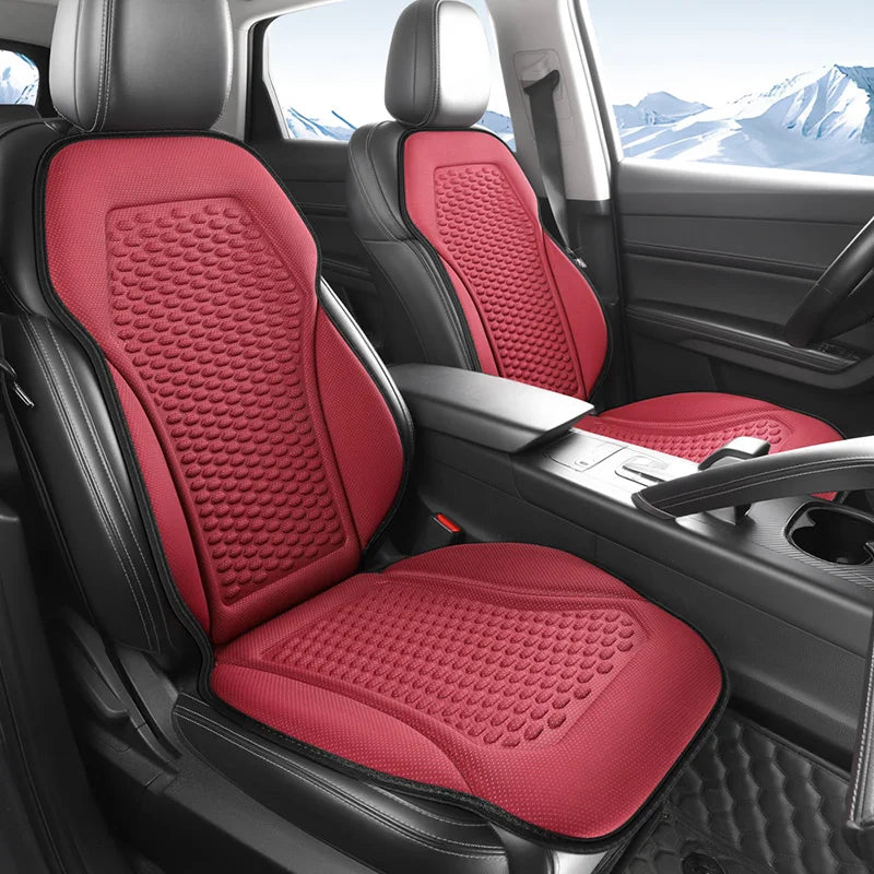 3D Textured Breathable Cooling Summer Car Seat Cushions,Ice Silk Fabric Front Dual-Seat Pads, Easy Installation No Straps Need
