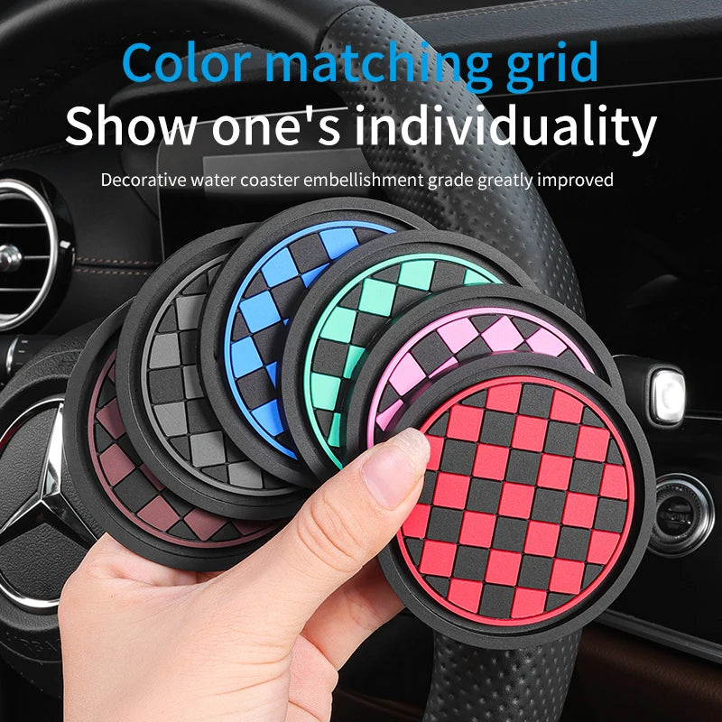 2Pcs Car Cup Holder Anti-Slip Coasters Premium PVC Car Coasters Universal Fits Perfectly for Most Cup Car Interior Accessories