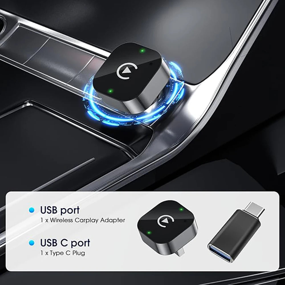 2026 New Wireless Carplay Adapter for Apple Iphone ＆Android Auto 2 in 1, Mini USB Carplay Dongle Wirn with Fast Stable Connectio