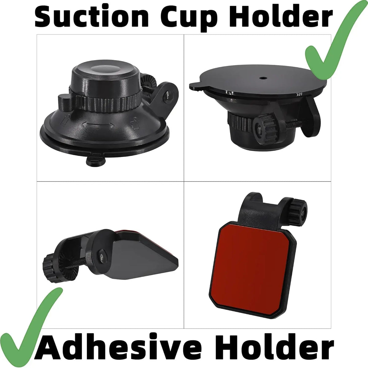 1/4" & M4 Thread Camera Windshield Suction Cup Mount Holder & Dashboard Tripod Adhesive Mount for Screw Dash Cam Sport Camera