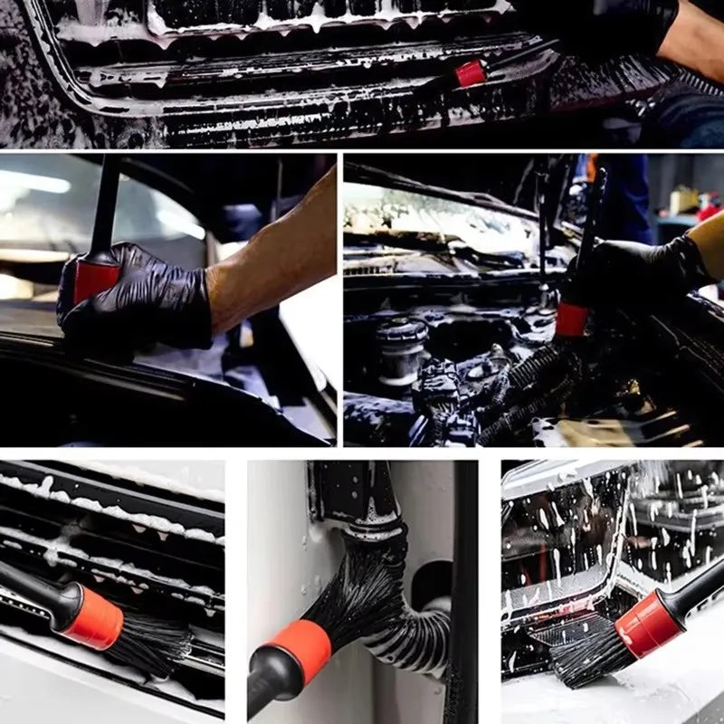 Car Cleaning Brush Set, Louver Air Vent Gap Detailing Brush Interior round Head Paint Cleaning Brush Kit