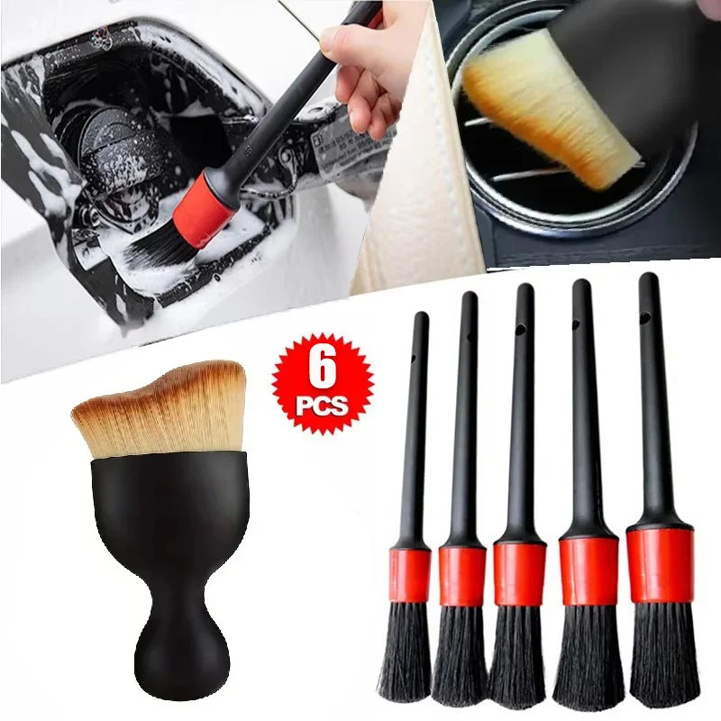 Car Cleaning Brush Set, Louver Air Vent Gap Detailing Brush Interior round Head Paint Cleaning Brush Kit