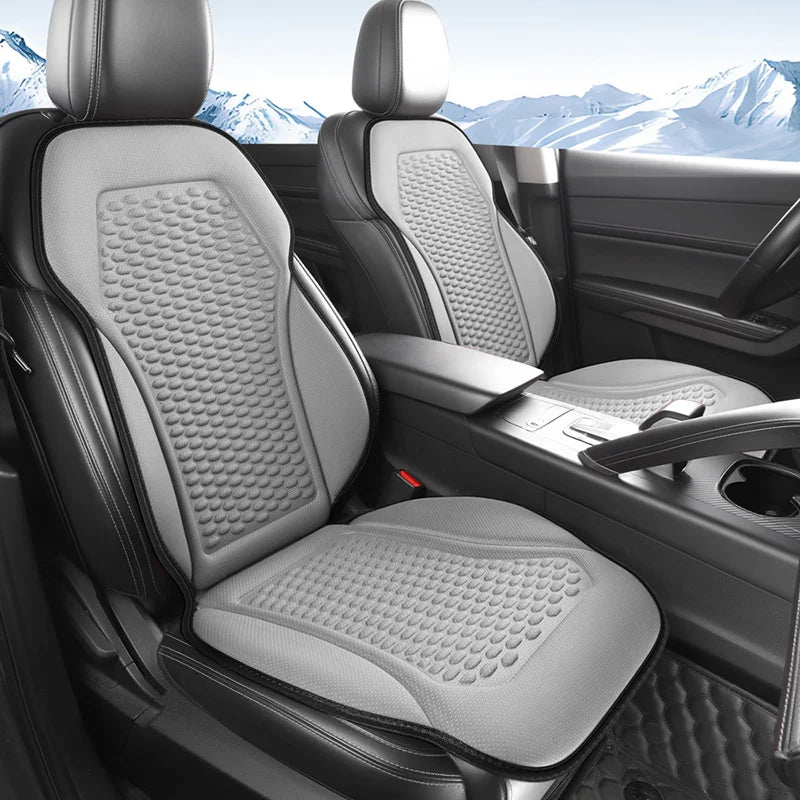 3D Textured Breathable Cooling Summer Car Seat Cushions,Ice Silk Fabric Front Dual-Seat Pads, Easy Installation No Straps Need